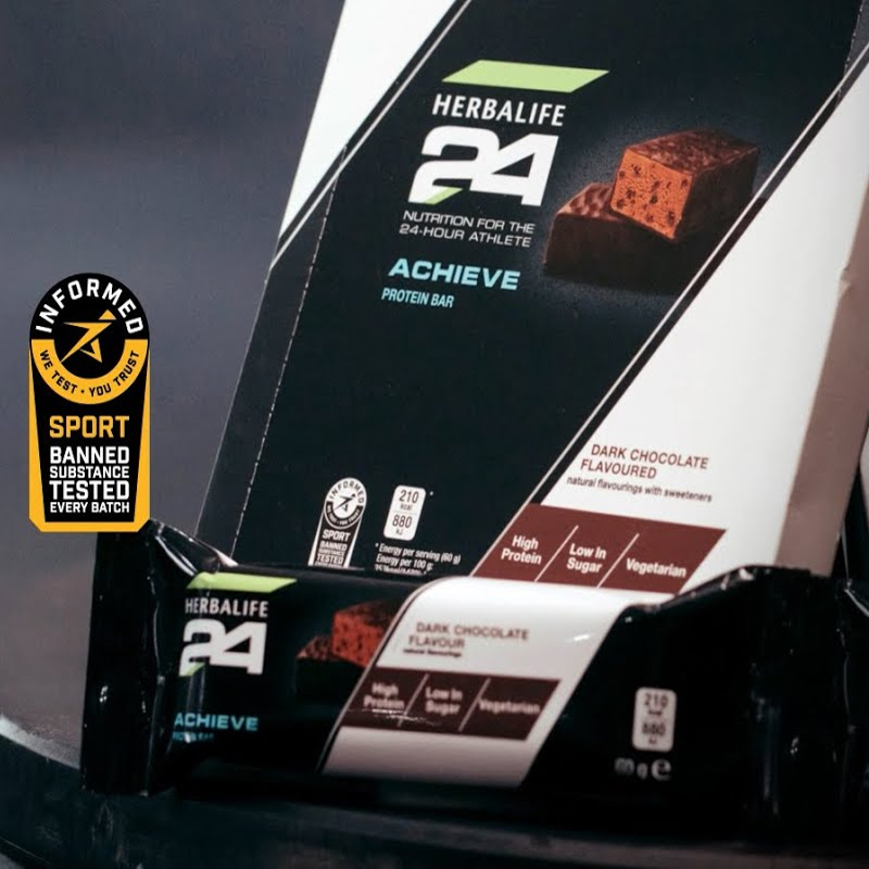 6 חטיפי חלבון H24 Achieve בטעם שוקולד מריר (60 גרם לחטיף)